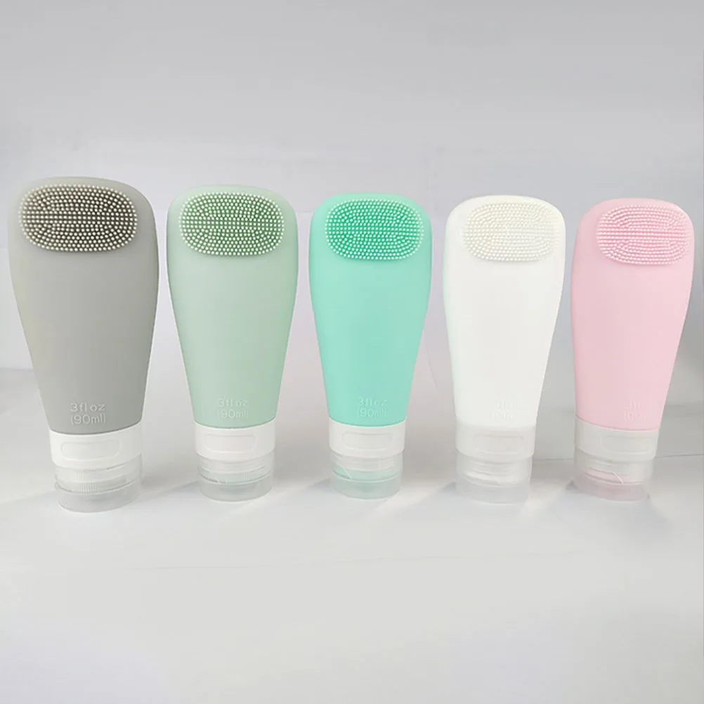 

5 Pcs Silicone Travel Bottles Refillable Leakproof Toiletries Containers for Shampoo Body Wash Hand Soap Camping Business Trips