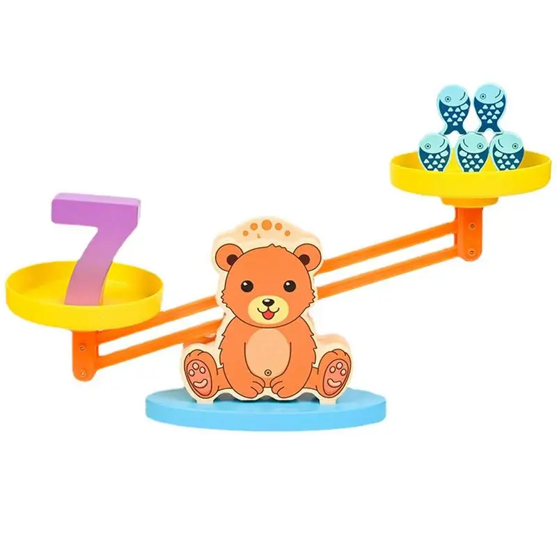 Juego de equilibrio de oso, diseño de oso, reconocimiento de números para niños en edad preescolar, juegos de matemáticas para guardería, número educativo de matemáticas para guardería