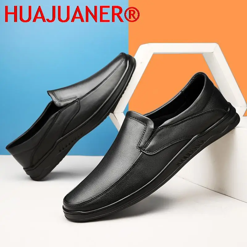 

All-match Genuine Leather Loafers Men Casual Leather Shoes Fashion Business Slip on Male Shoes Luxury Brand Man Winter Loafers