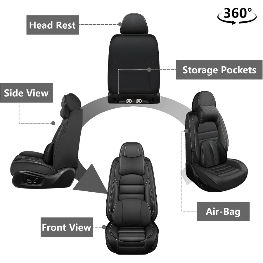 مجموعة كاملة من أغطية مقاعد السيارة لكيا فورتي 20102026 مقاوم للماء غطاء مقعد مقاوم للبقع قسط حماة مقعد جلد نابا مع #3