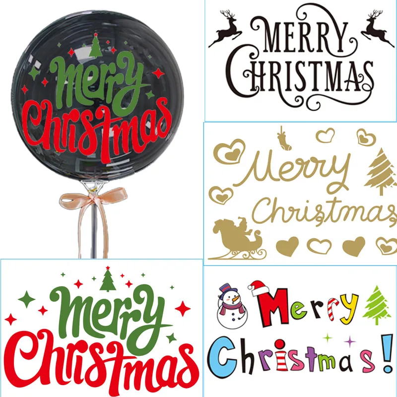 Merry Christmas Decorations Gold Black Colorful Elk Words Paster For Xmas DIY Decorations Merry Christmas Bobo Balloons Stickers