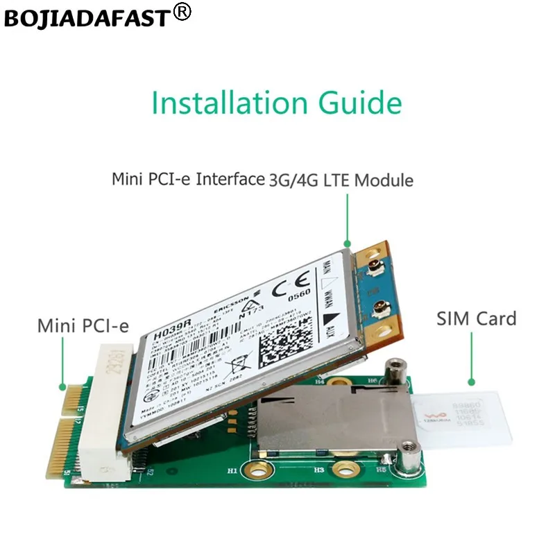 Adaptateur sans fil Mini PCI-E MPCIe, 1 support de carte SIM pour Module WWAN 3G 4G LTE