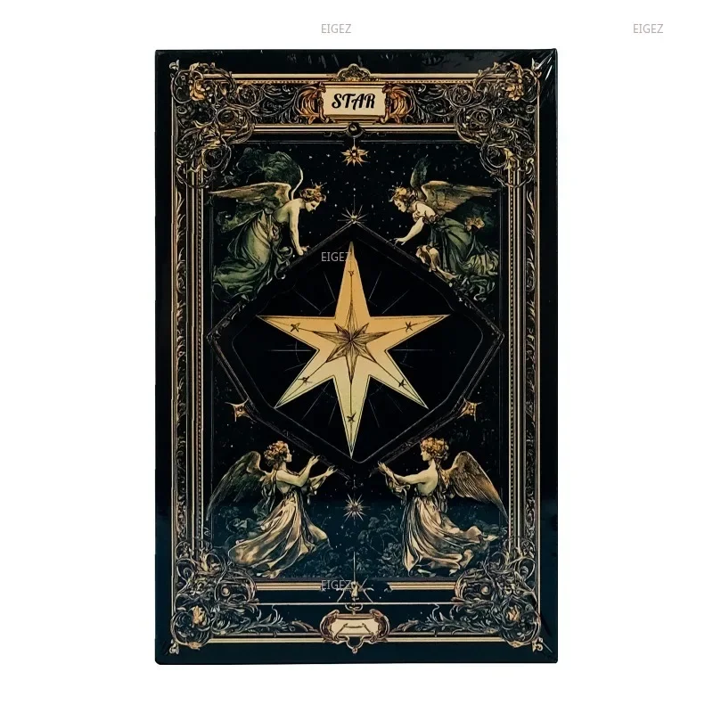 Advanced Black Gold Hexagram Tarot Card Cover High Beauty Portable Three Fold Notebook