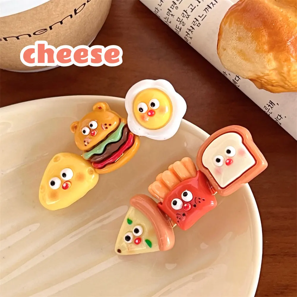 5Pcs Cute Hairpin Girl Burger French Fries Cartoon Edge Clip Fun Simulation Hair Accessories