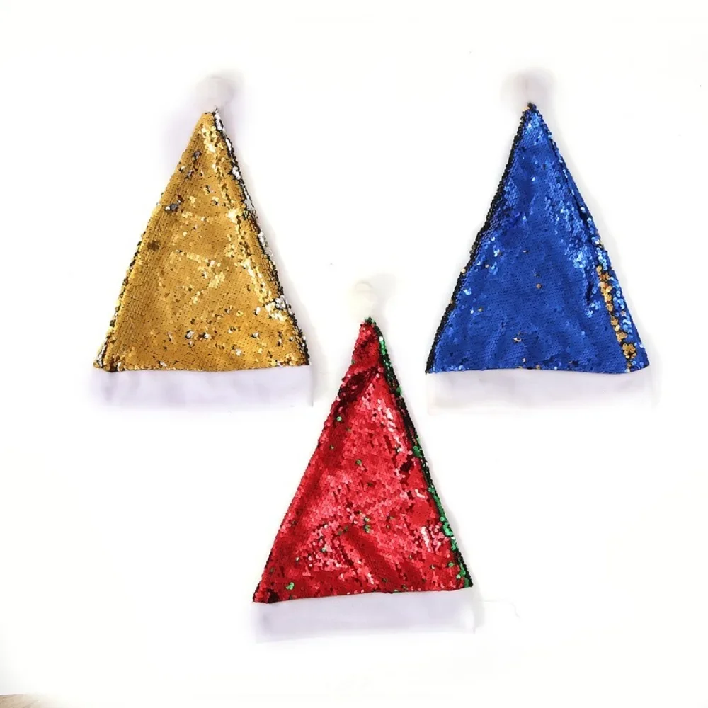 Fashion Sequined Santa Hat Color Changing Comfortable Caps Soft Versatile Christmas Hat Women