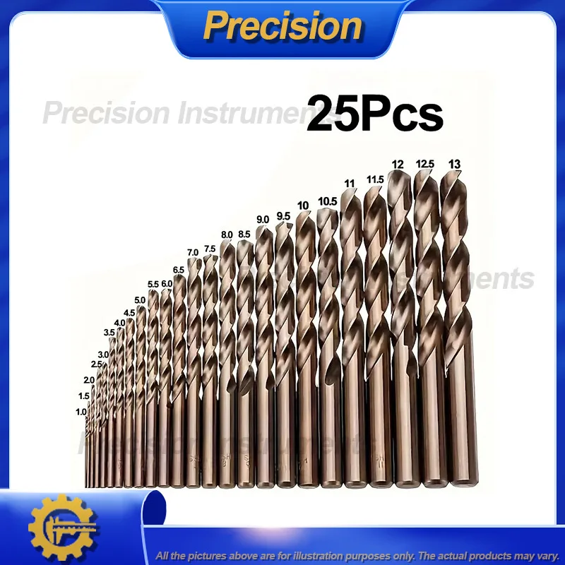 2026 25Pcs Twist Drill Bit Set Cobalt Steel HSS Jobber Length Drill Bits 1-13mm for Metal Wood Drilling