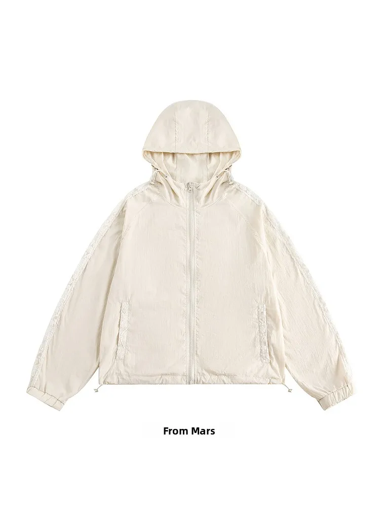 

Loose ex Hat Sun Protection Clothes Long Sve Lace Retro Japanese Sle Daily Outing Ins Summer Faionable Clothing