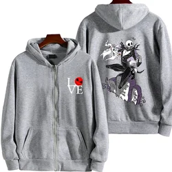 Disney Jack Skellington The Nightmare Before Christmas Couple Printed Hoodie Cartoon Skull Leisure Sports Street Student Hoodie