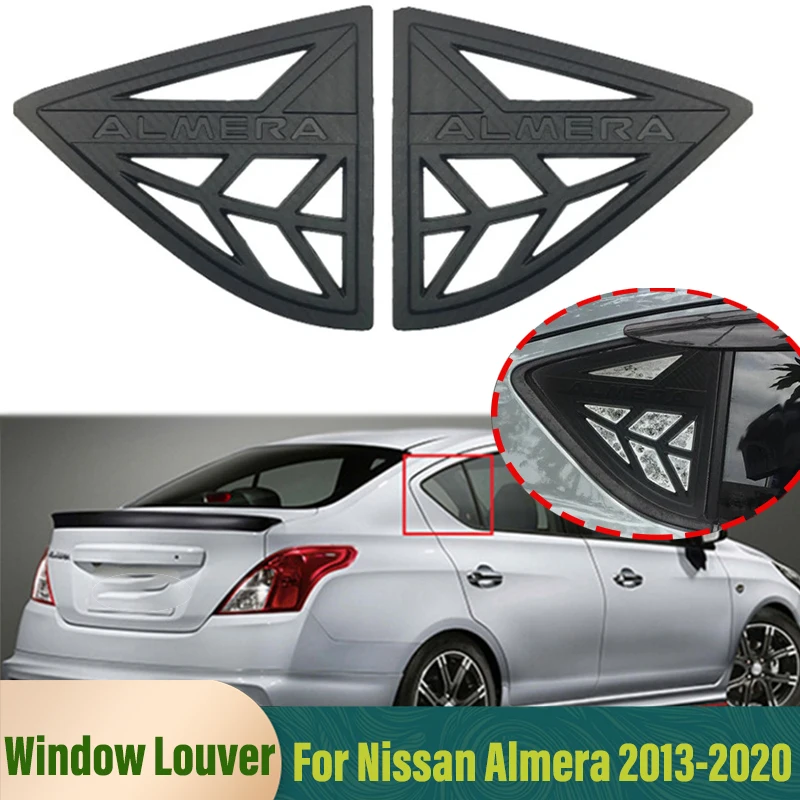 For Nissan Almera 2013-2020 ABS Rear Window Shutters Cover Side Louvers Air Vent Trim Car Accessories