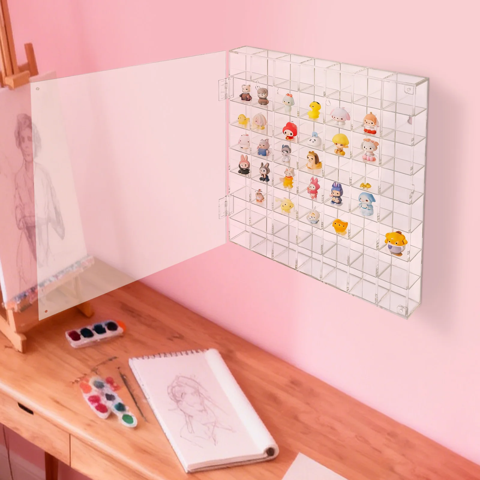 

Коробка для хранения и демонстрации из прозрачного акрила на 56 отделений для кристаллов, монет, драгоценных камней, фигурок, камней