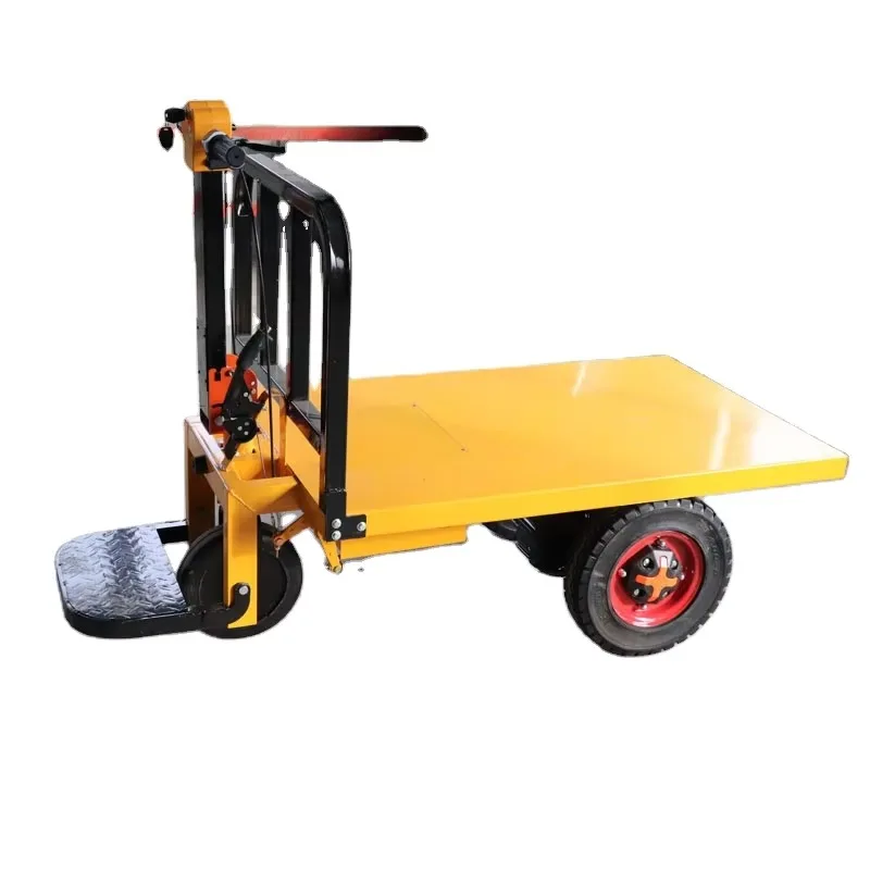 Customizable iron flat electric trailer platform trolley industrial tool transportation three-wheel drum brake