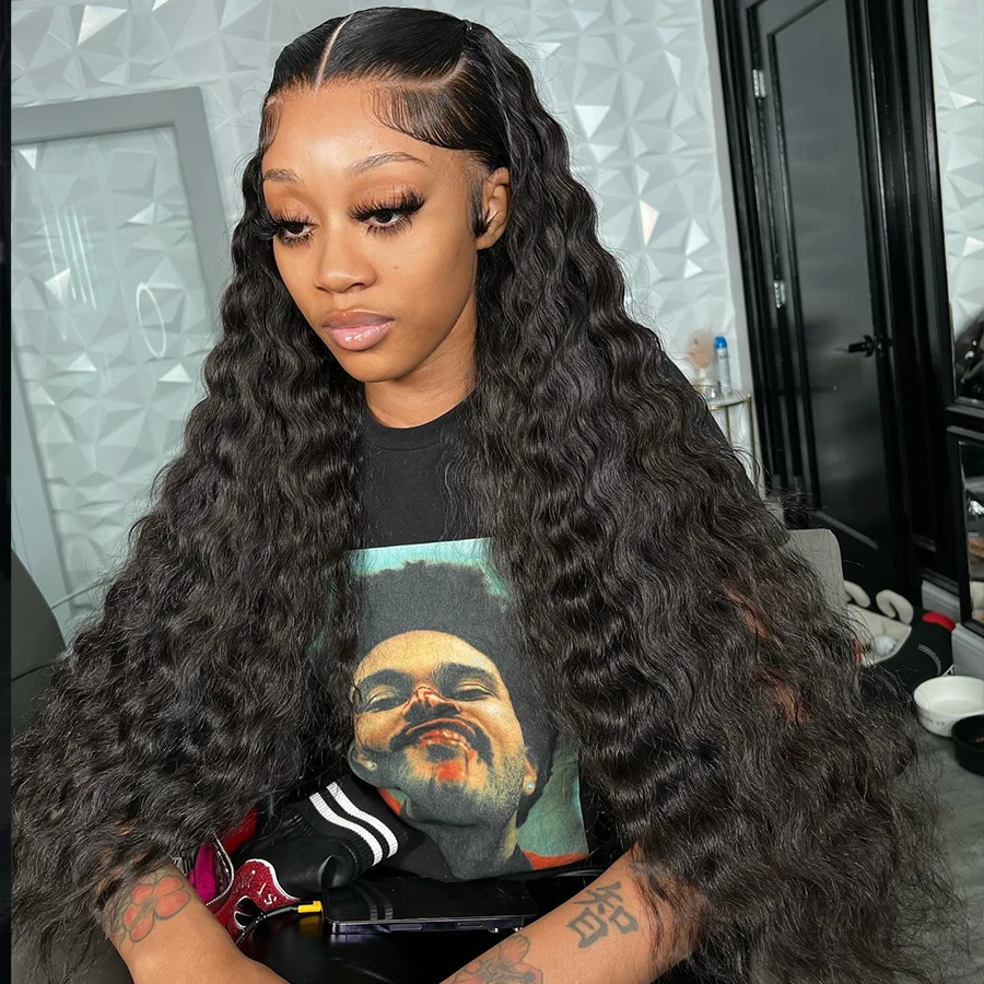 

200% Deep Wave Frontal Wig 13x6 13x4 HD Lace Frontal Wigs For Women Water Wave Curly Lace Front Human Hair Wig 4x4 Lace Wig