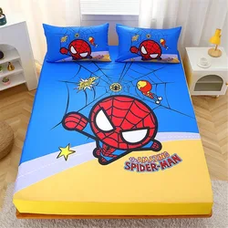 Spiderman Blue Fitted Sheet,Boy's Single Bedding Set,Anime Boys Fitted Sheet Box Spring Bed,Suitable for mattresses 5-30cm high