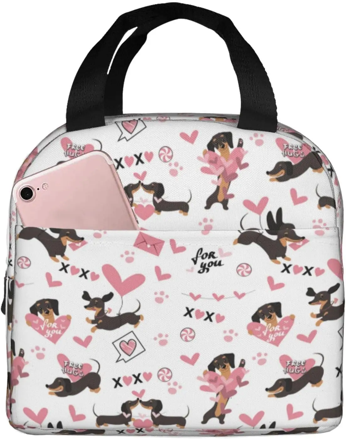 

Ланч-бокс, сумка для обеда для женщин, мужчин, взрослых, такса, собака, щенок, изолированная сумка для обеда, сумка-холодильник, герметичная многоразовая большая