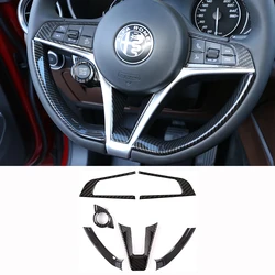 Couverture de volant de voiture en Fiber de carbone ABS, accessoires d'intérieur pour Alfa Romeo Giulia Stelvio 2017 2018 2019