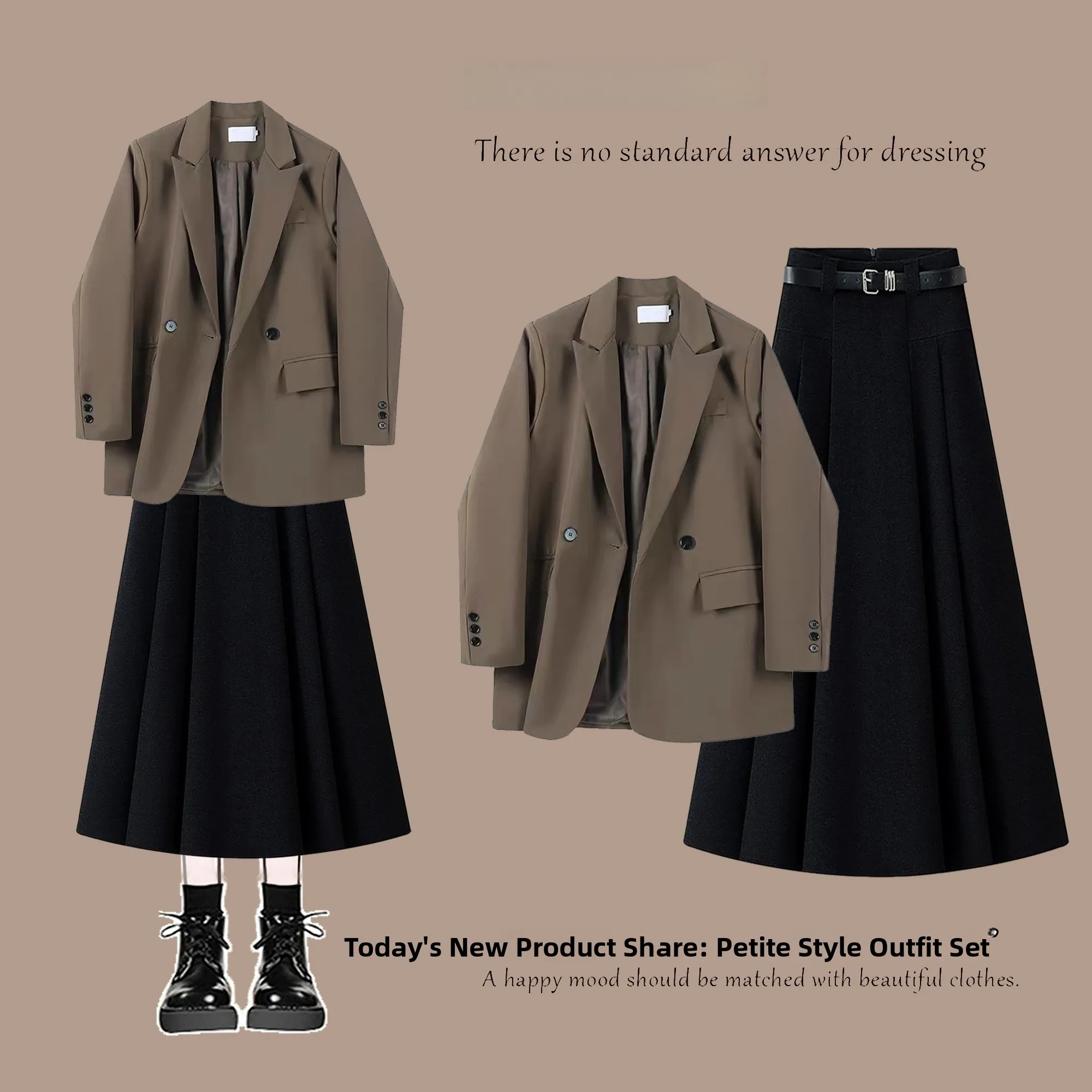 

Spring 2026 Casual Tee-Piece Set Women's Beautiful Anti-Aging Suit Jaet with High Waist Skirt Faionable Ensemble