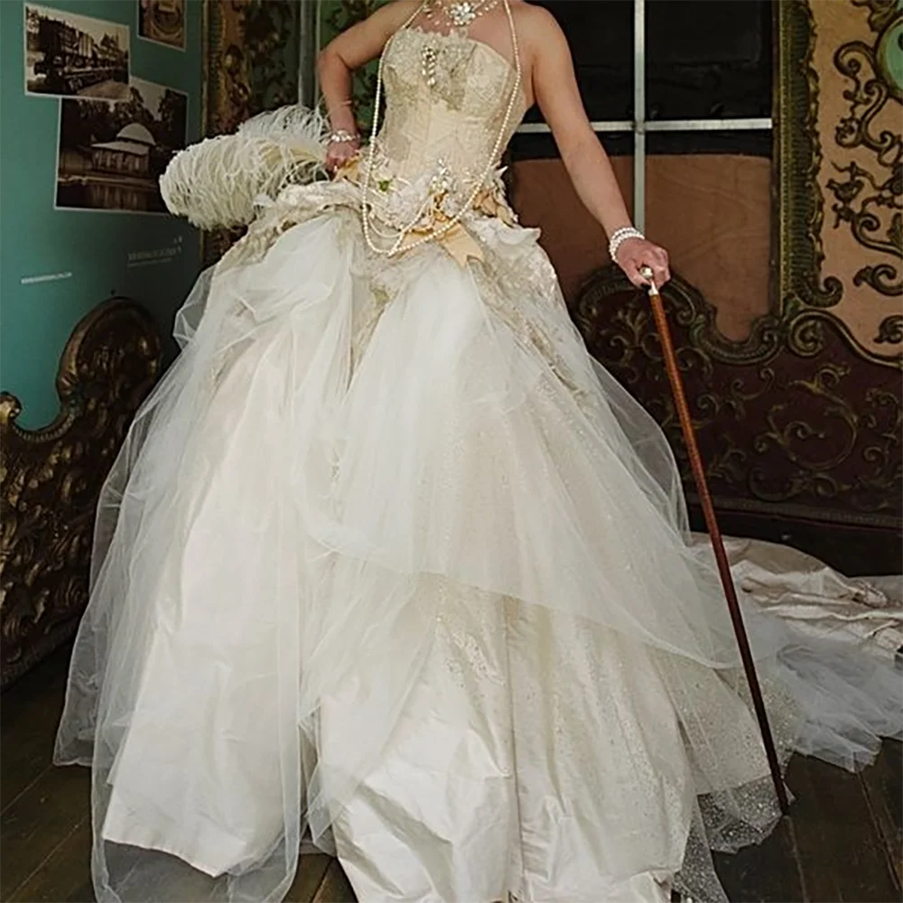 

Винтажное бальное платье из тюля без бретелек с бисером без рукавов Свадебные платья невесты Свадебные платья по индивидуальному заказу