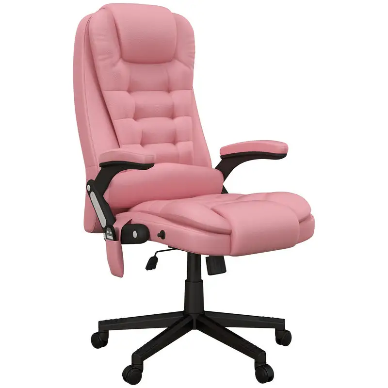 

HOMCOM Massage Office Chair, Heated Reclining Computer Chair with 6 Vibration Points, Armrest and Remote, Pink