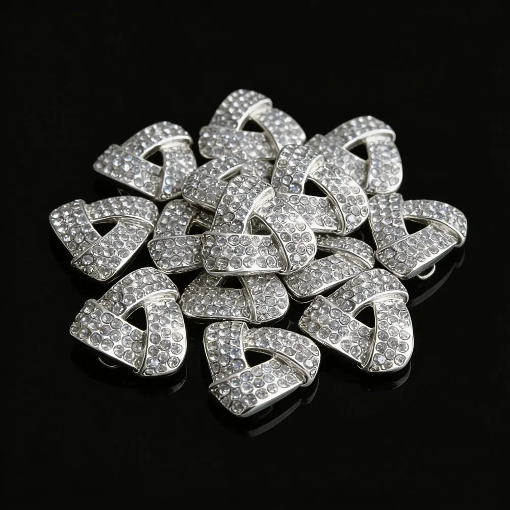 

10Pcs Diamond studded hollow triangular clothing button Korean version simple geometric high-end cufflinks