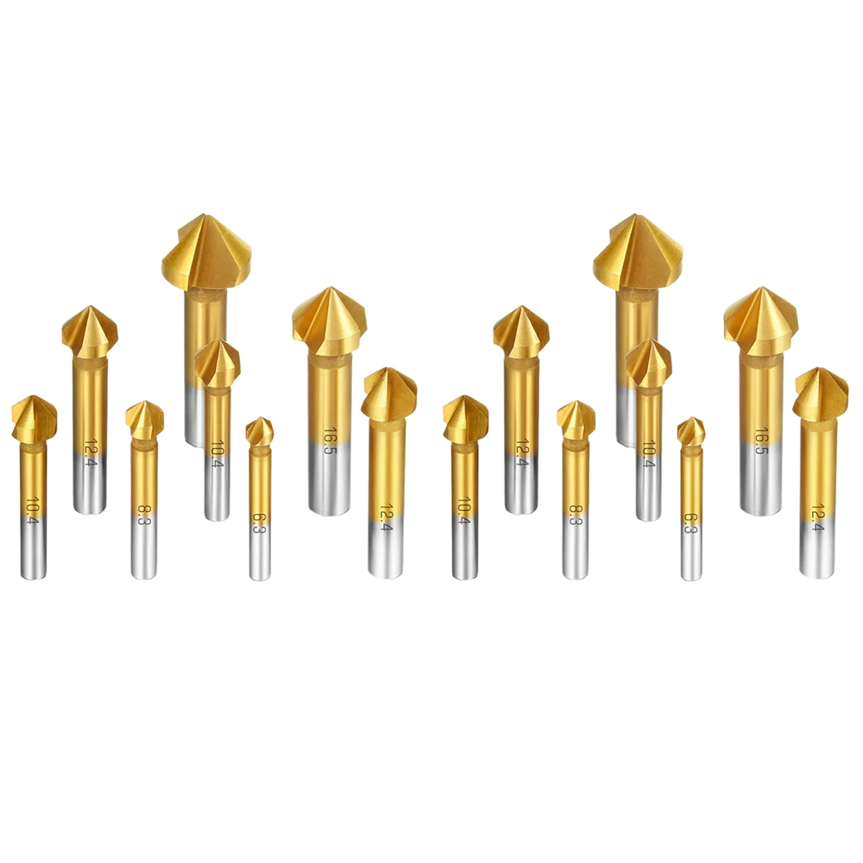 

Y50A-16 Pcs HSS Countersink Drill Bit Set 90 Degree Countersink Bits Titanium Chamfer Cutter Mill Drill Bits