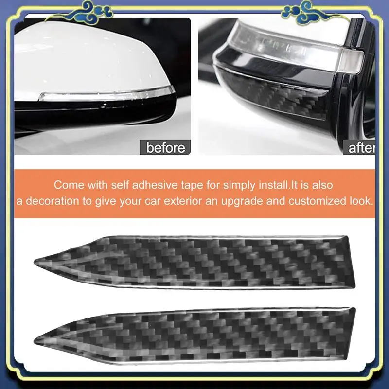 AU16-2 Pieces Anti-Scratch Trim Sticker,Carbon Fiber Rearview Mirror Protector Anti-Rub Strip Sticker Anti-Collision Strip