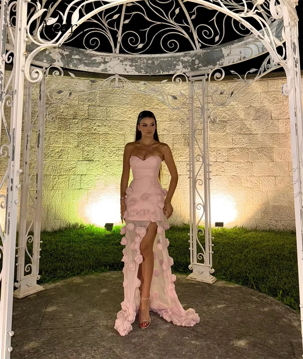 Avery Maßgeschneiderte 3D-Blumen, schulterfrei, ärmellos, Fischschwanz-Damenkleider für Hochzeit, Party, Luxus-2025, Ballkleidkleid