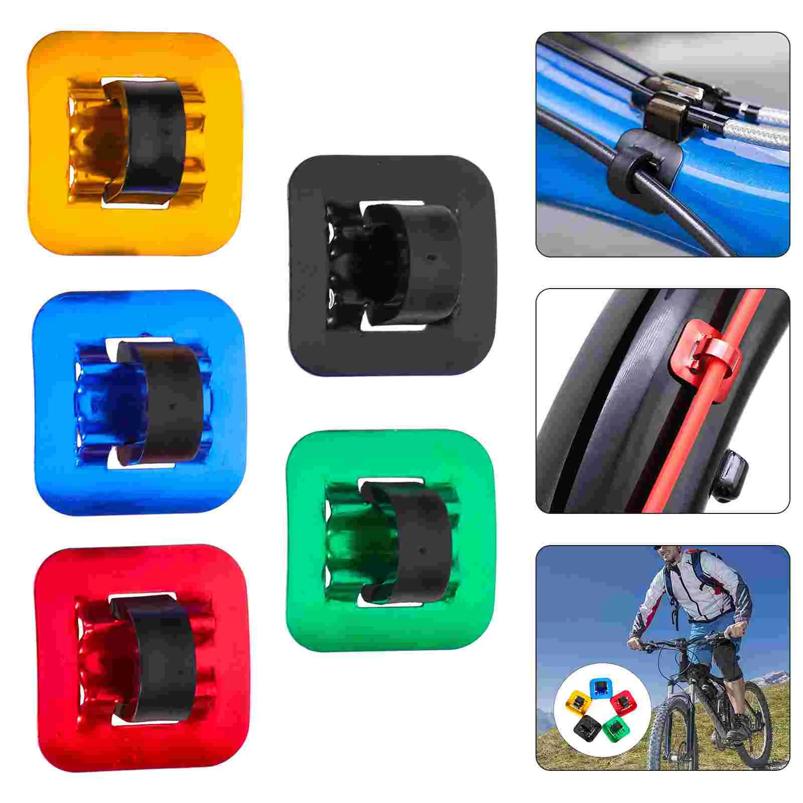 

6 Pcs Bike Cable Clips C Shaped Fixed Buckle Housing Hose Guide Shifter Thread Lightweight Plastic Brake Derailleur Wire Holder