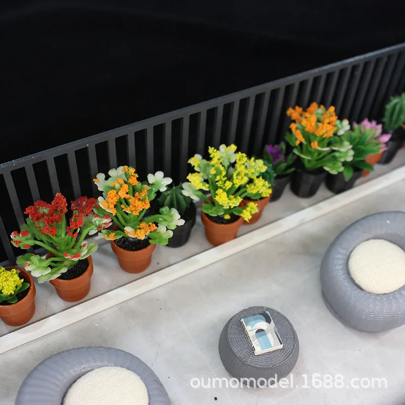 Мини-имитация растений, модель сочного цветка кактуса, небольшой декор в горшке для настольного кукольного домика, пейзаж и дисплей с зелеными растениями