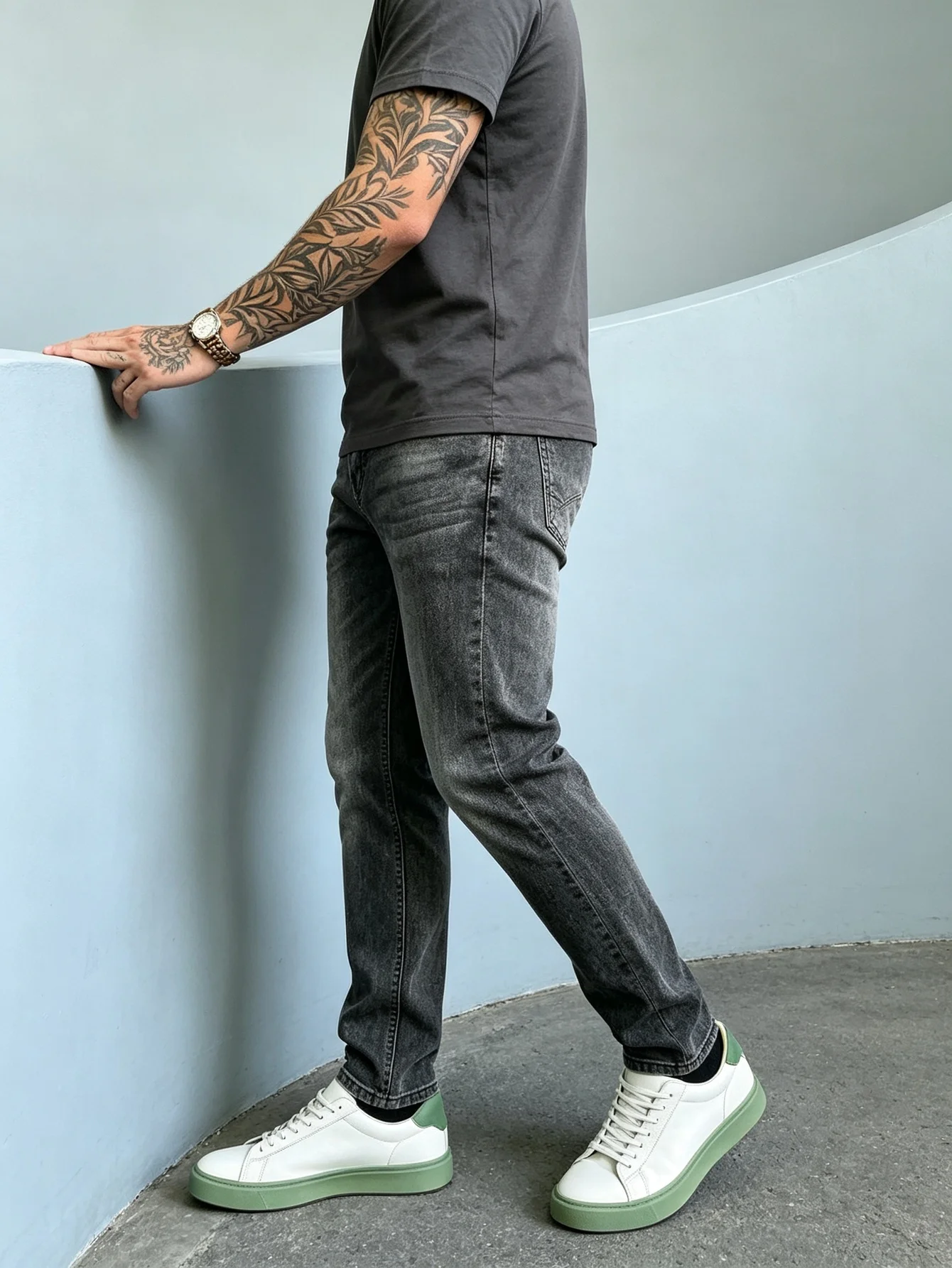 Pale Vintage Wash Y2K Trendy American Street Straight Oversized Denim Trousers Elastic Adjustable Waist Skate City Outfit, Nice