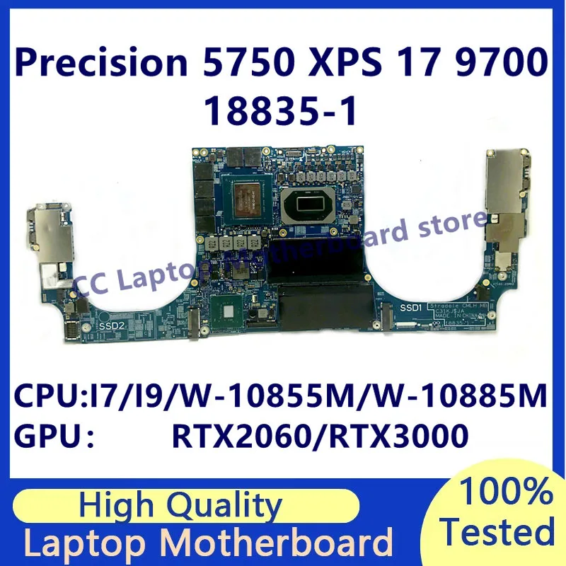 

18835-1 For Dell XPS 17 9700 Precision 5750 Laptop Motherboard With I7/I9/W-10855M/W-10885M CPU RTX2060/RTX3000 100% Tested Good