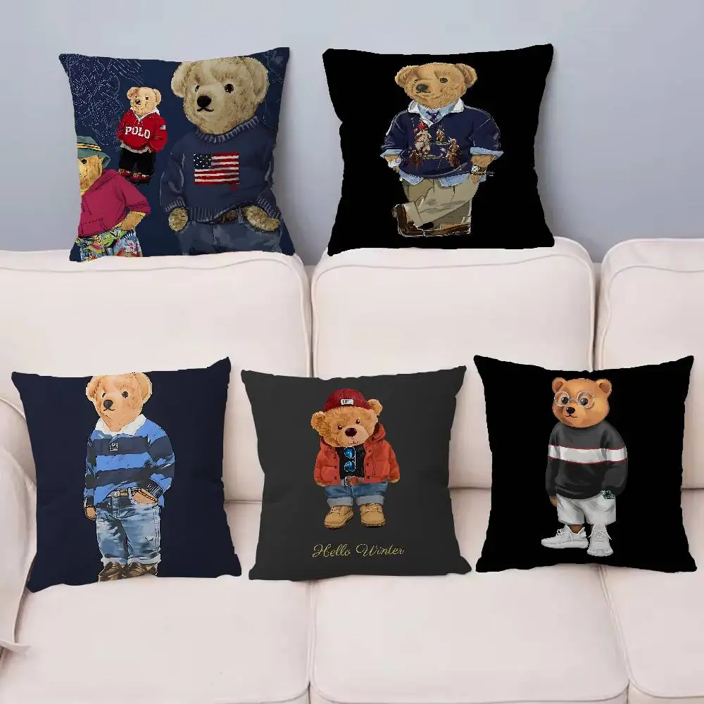 Funda de Cojín con Diseño de Osito de Peluche, para Regalo, Decoración del Hogar, Oficina, Dormitorio, Sofá, Coche, 45x45cm