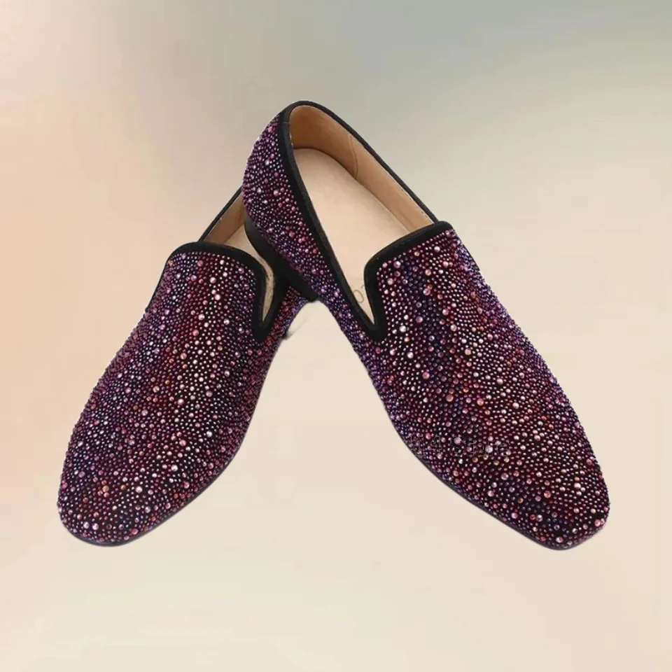 

Colorful Rhinestone Decor Men Loafers Fashion Slip On Men Casual Shoes Luxurious Handmade Party Banquet Big Size Men Dress Shoes