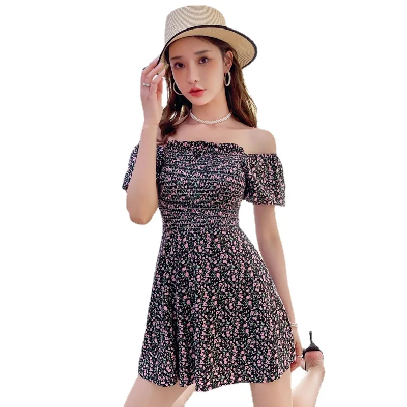 Traje de baño de primavera para mujer, falda sexy explosiva de una pieza, ángulo plano, conservador y vientre fino, cintura alta, natación para estudiantes, 2025