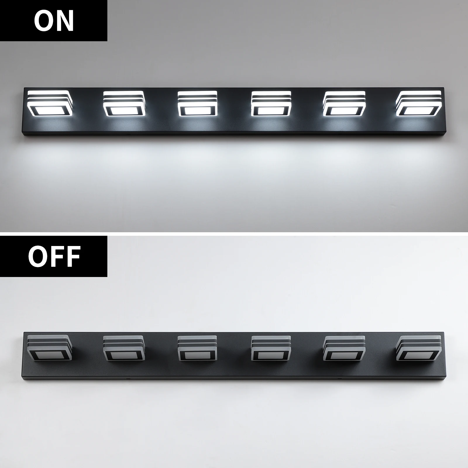 ไฟ LED โต๊ะเครื่องแป้งสีดำแบบทันสมัยไฟอะคริลิค6ไฟติดเหนือกระจก