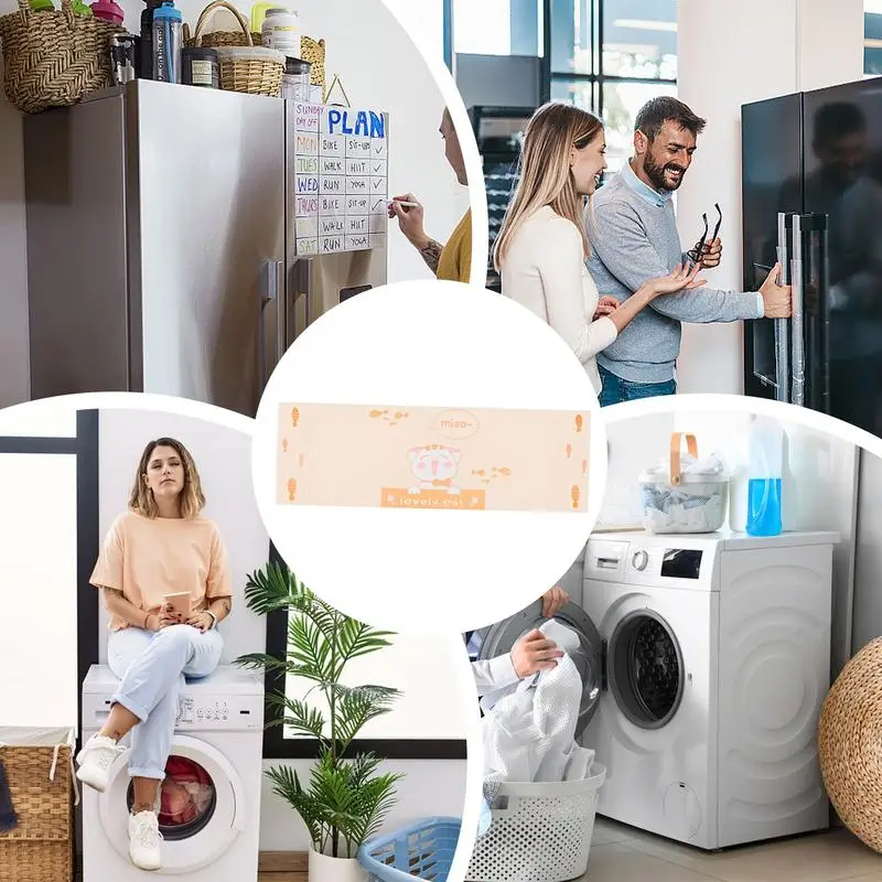 Cute Washer Dryer Cover Multi-purpose Household Washing Machine Cabinet Dust Protection Cover With Pockets 70.9x24.4inch