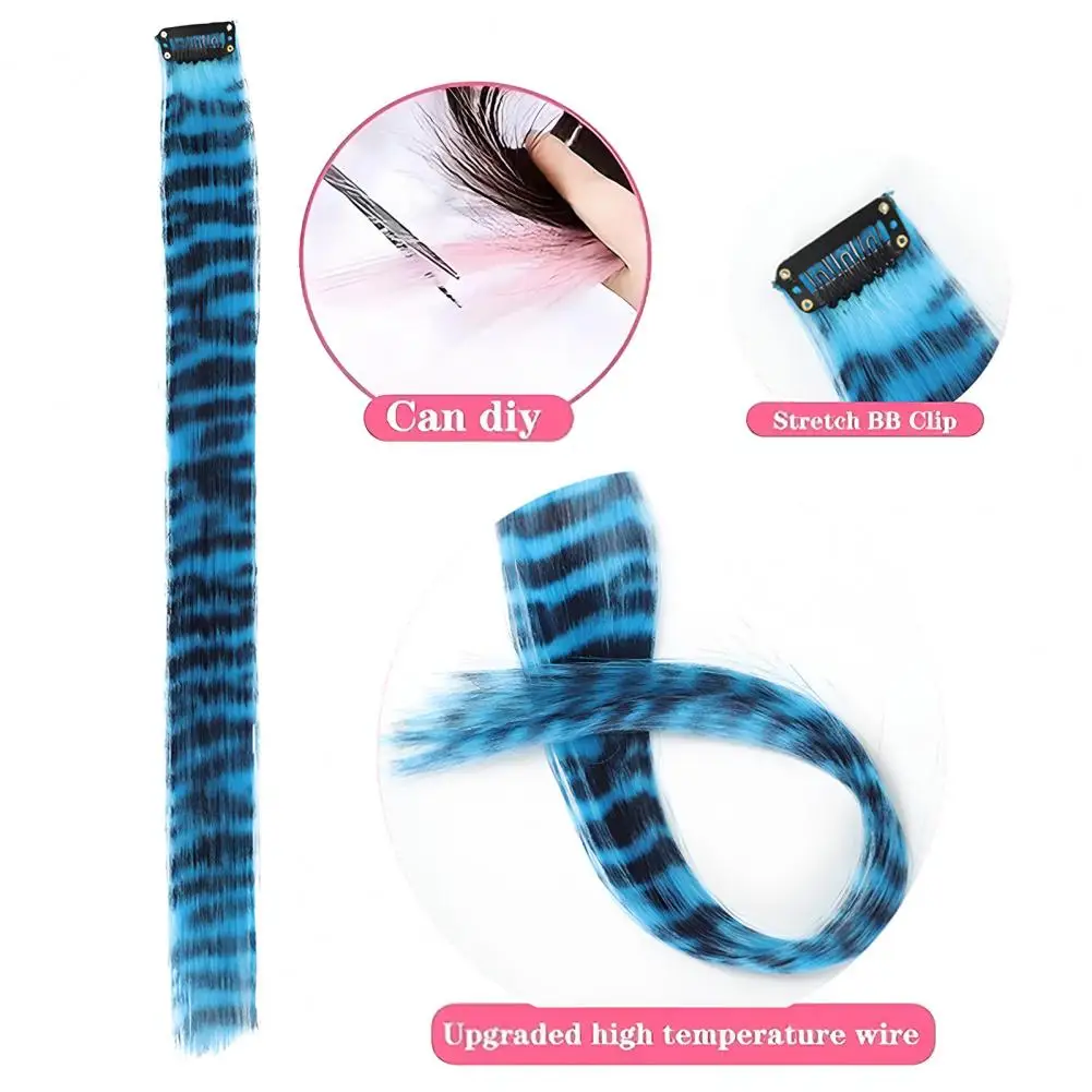 45 センチメートル女性クリップインアライグマの尾ヘアエクステンション耐熱ナチュラルルックロングストレート合成ストライププリントヘアピースウィッグ