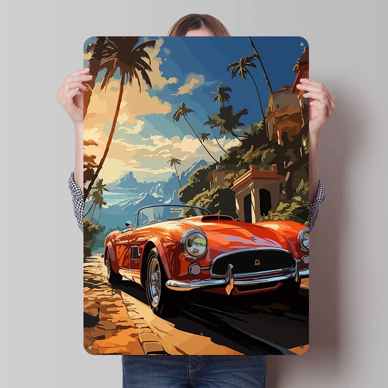 Sports Car Metal Poster Custom Wall Art Retro Vintage Tinplate Signs for Man Cave Aesthetic Room Decor Men Decoration Bedroom