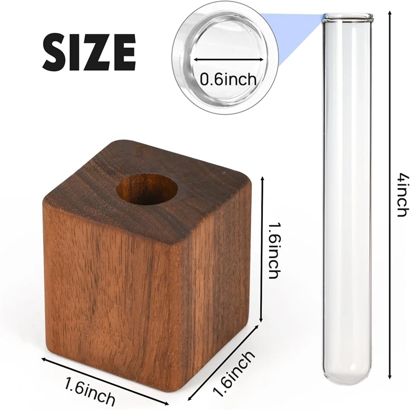 مزهرية أنبوب اختبار مغناطيسي خشبي للثلاجة يمكنك صنعها بنفسك تشكيلة زهور محاكاة حامل زهور ديكور قوي لثلاجة المطبخ #3