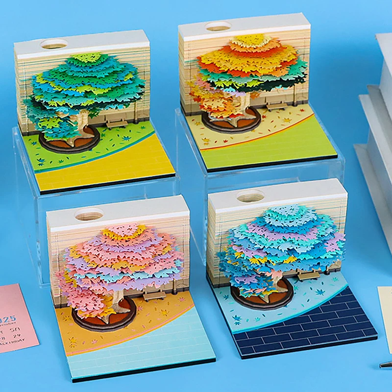 

【W】Time Piece Calendar 2026 Desk Calendar With LED Light 3D Tear-away Calendar Paper Carving Art Memo Pad Notepad Gift Christmas