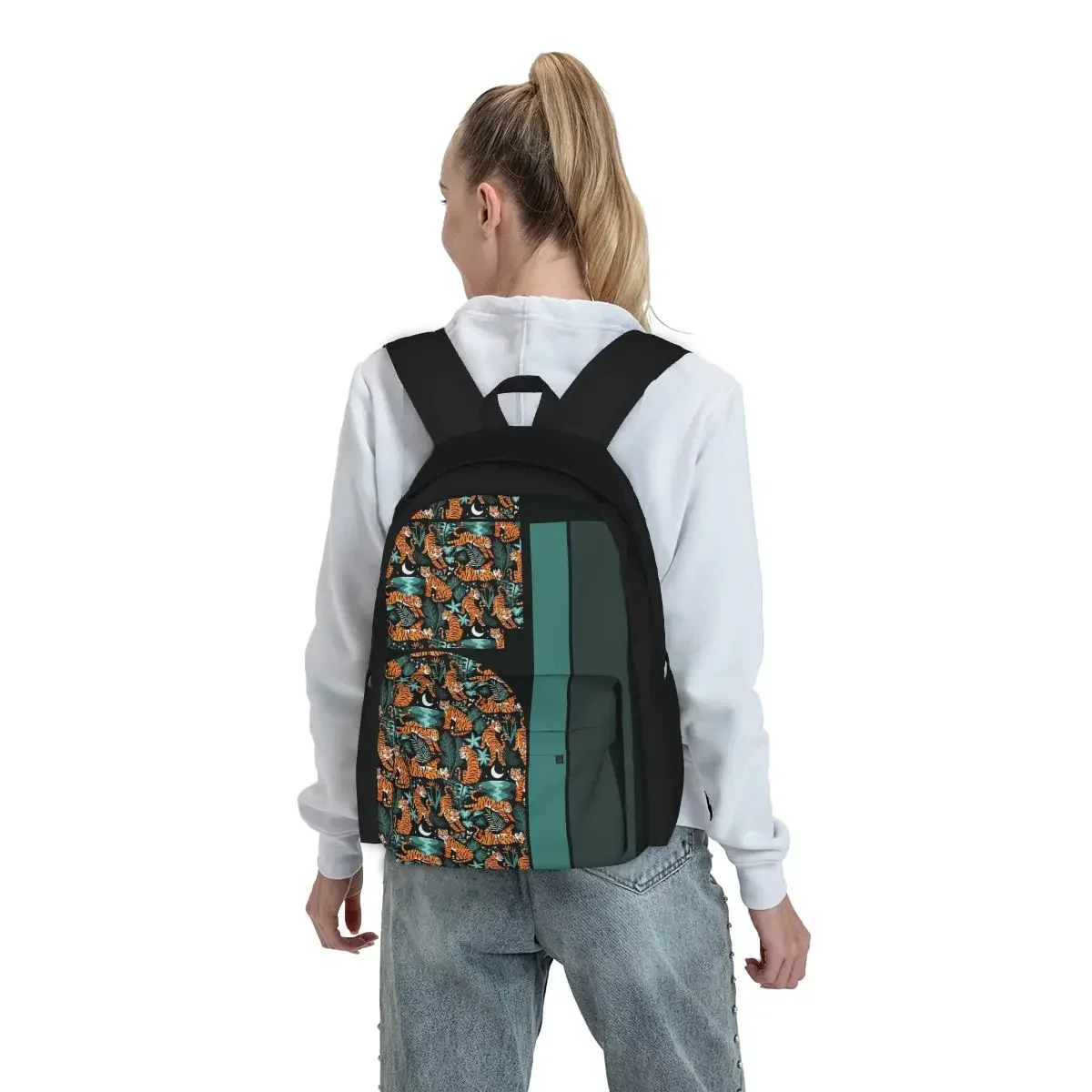 Year Of The Water Tiger - Teal Jungle Backpacks Boys Girls Bookbag Students School Bags Rucksack Travel Rucksack Shoulder Bag