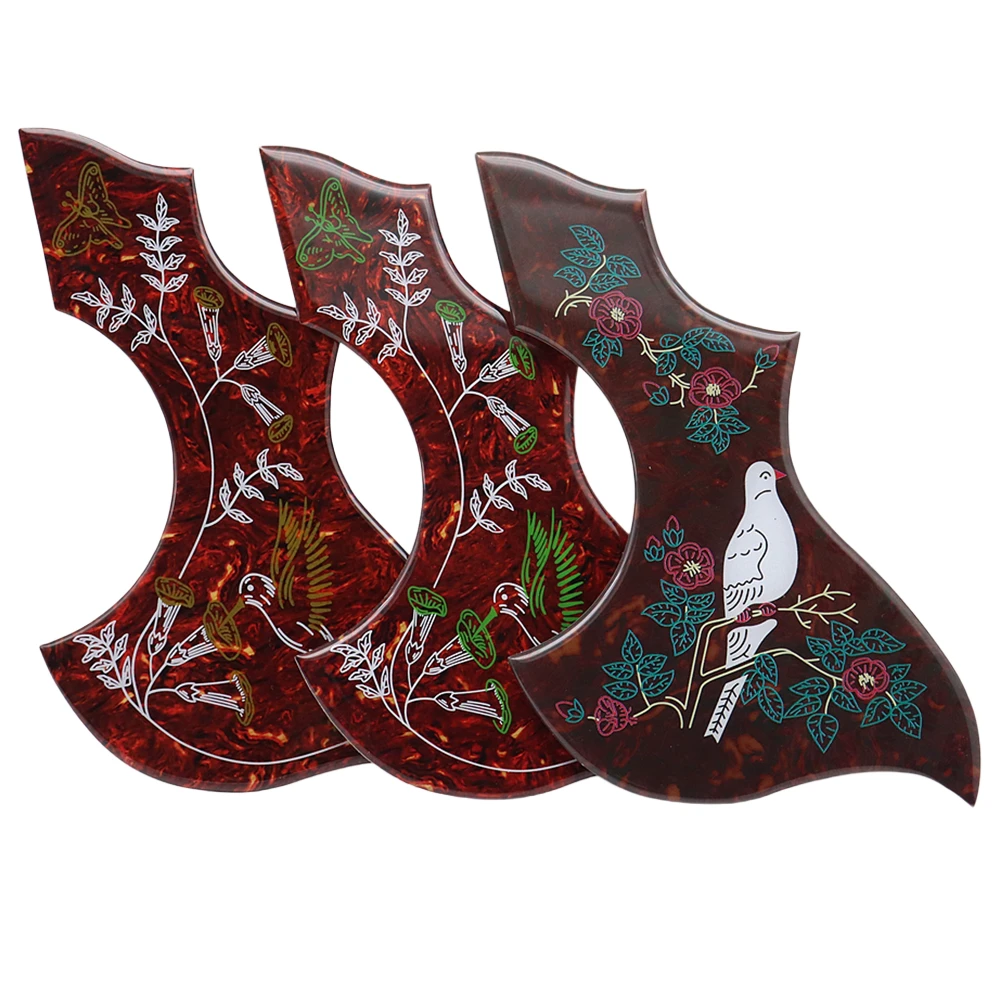 

1R Hummingbird Flower Decorative celluloid & Crystal epoxy resin Guitar Pickguard Anti-scratch Plate for Folk Acoustic Guitar