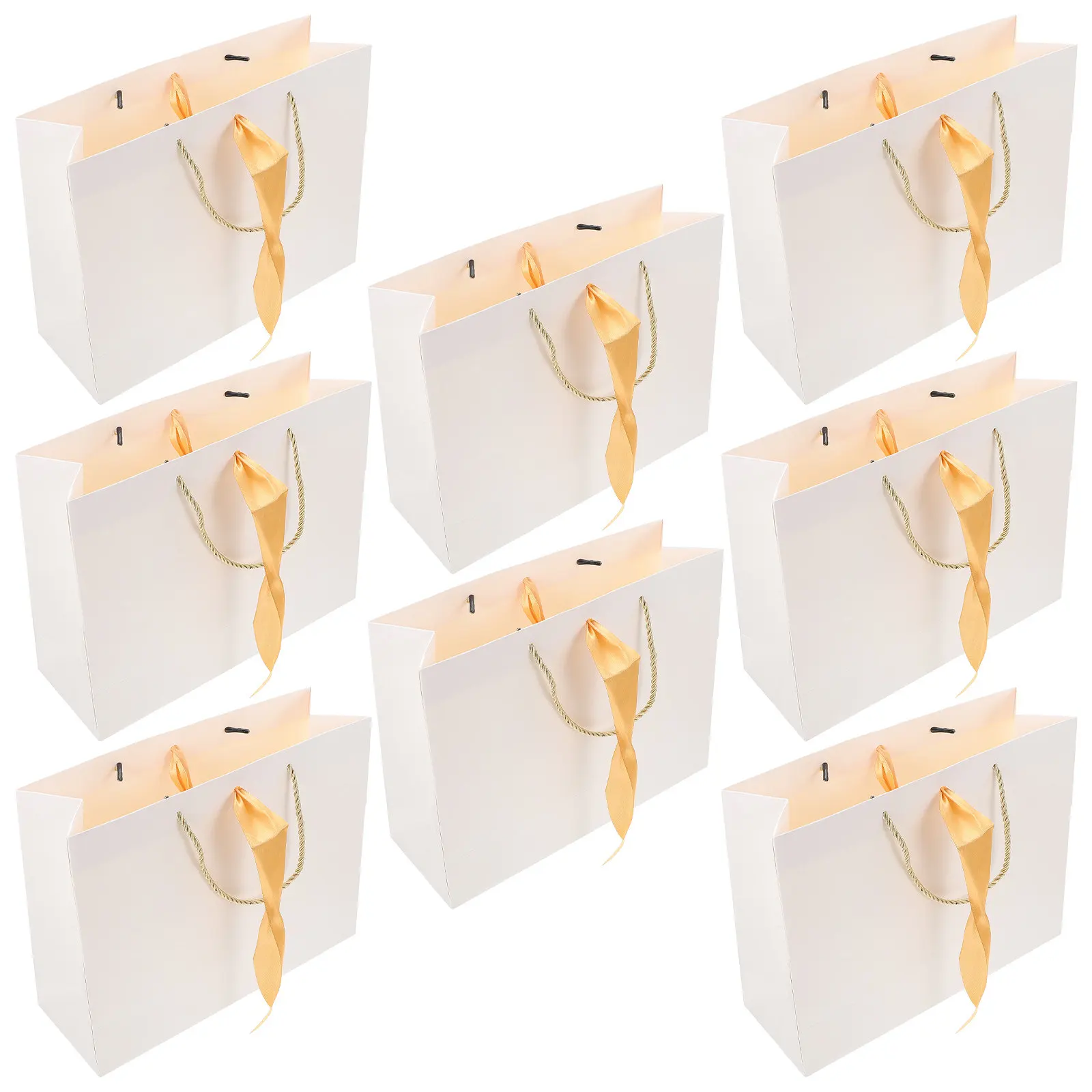 

8Pcs Elegant Bowknot Paper Jewelry Packing Bags Fresh Natural Look Portable Sturdy Gift Wrapping Bags for Clothes Presents Bulk