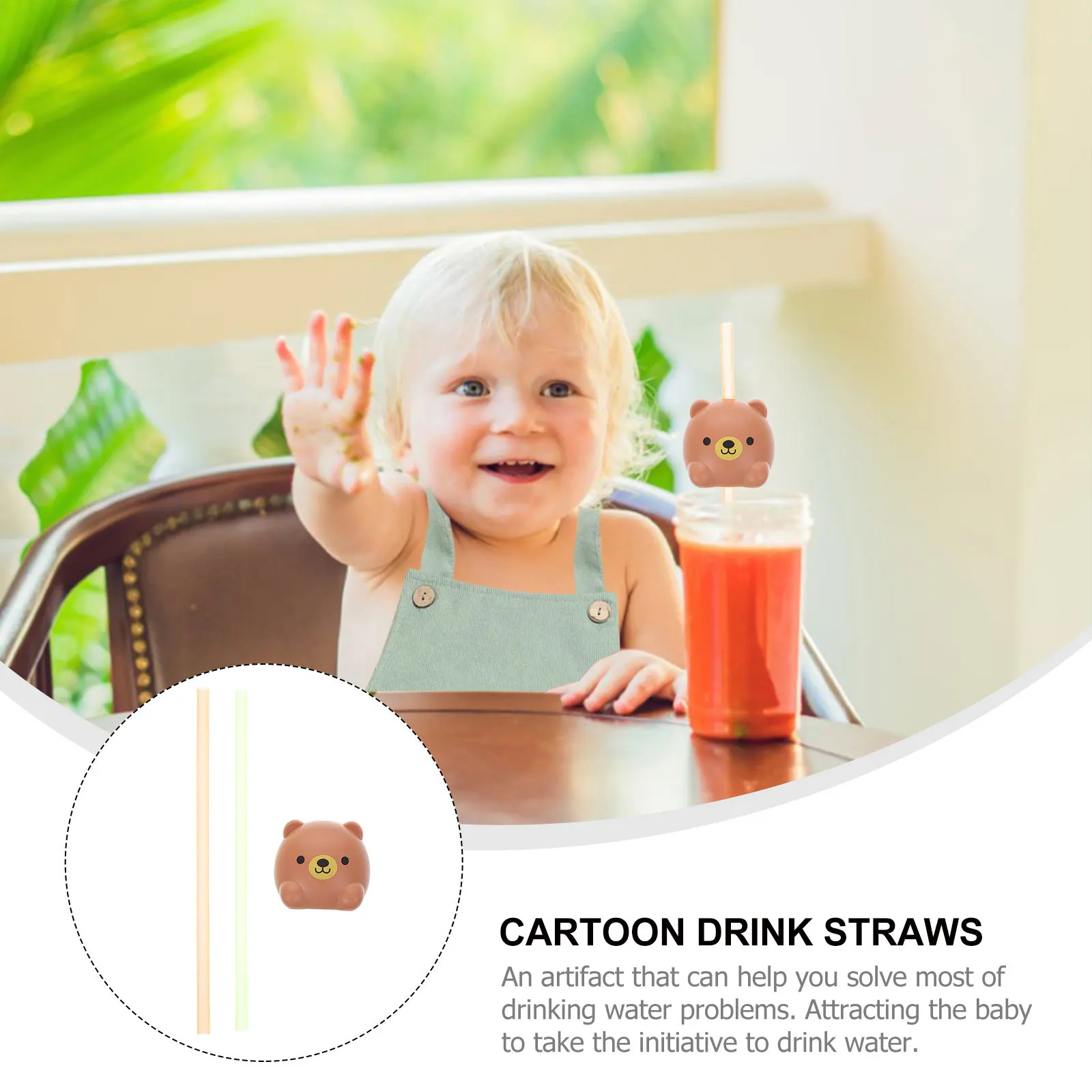 

Набор из 1 шт. многоразовых детских трубочек для питья с эффектами звуков животных, гладкие, без заусенцев, легко моются, безопасны для кипячения, детские мультяшные трубочки