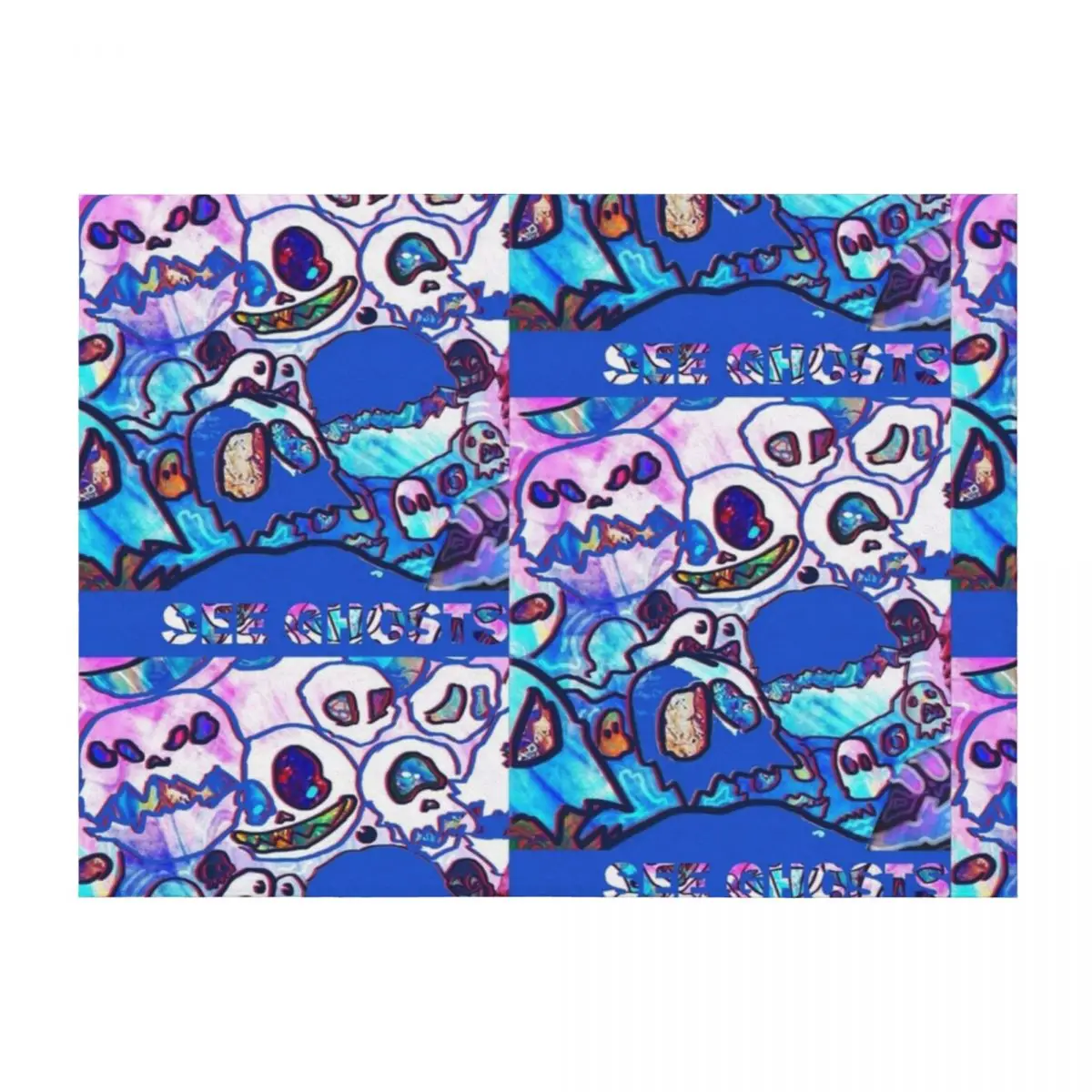 

Kids See Ghost Kanye and Kid Cudi fan art tee Throw Blanket Plush Flannel Fabric funny gift Luxury Blankets