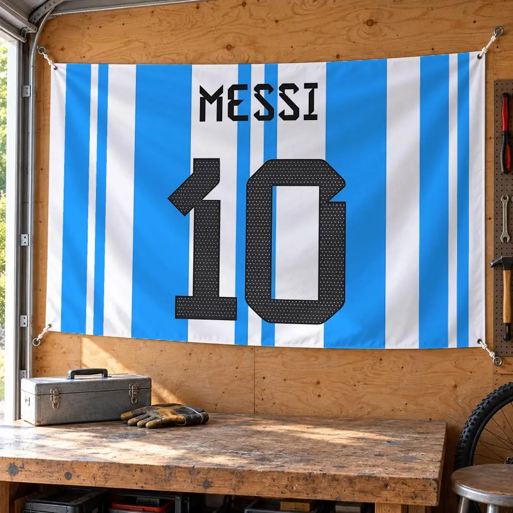 Footballer L-Lionel Messi Flags Wall Hanging Banner Background Art Print for Bedroom Living Room Outdoor Decor