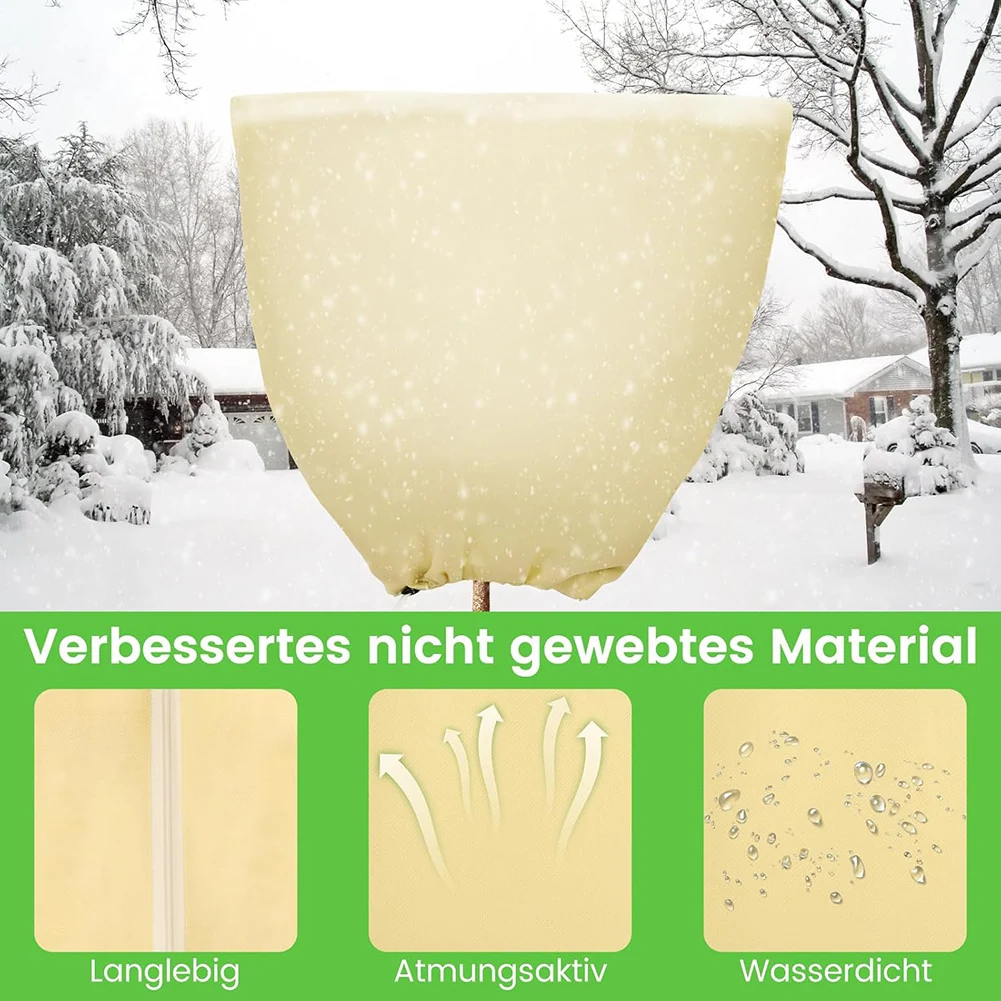 حقيبة شتوية سميكة لحماية النباتات قابلة للتنفس ومقاومة للتمزق مع سحاب برباط للحماية من التجميد باردة للنباتات