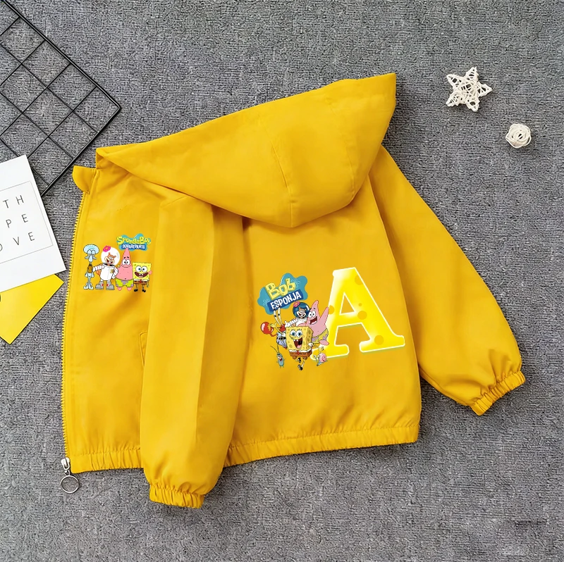 

SpongeBob SquarePants Boy Girl Waterproof Jacket Coat Kid Spring Clothes Children Cartoon Windbreaker Tops Fashion Clothing Gift