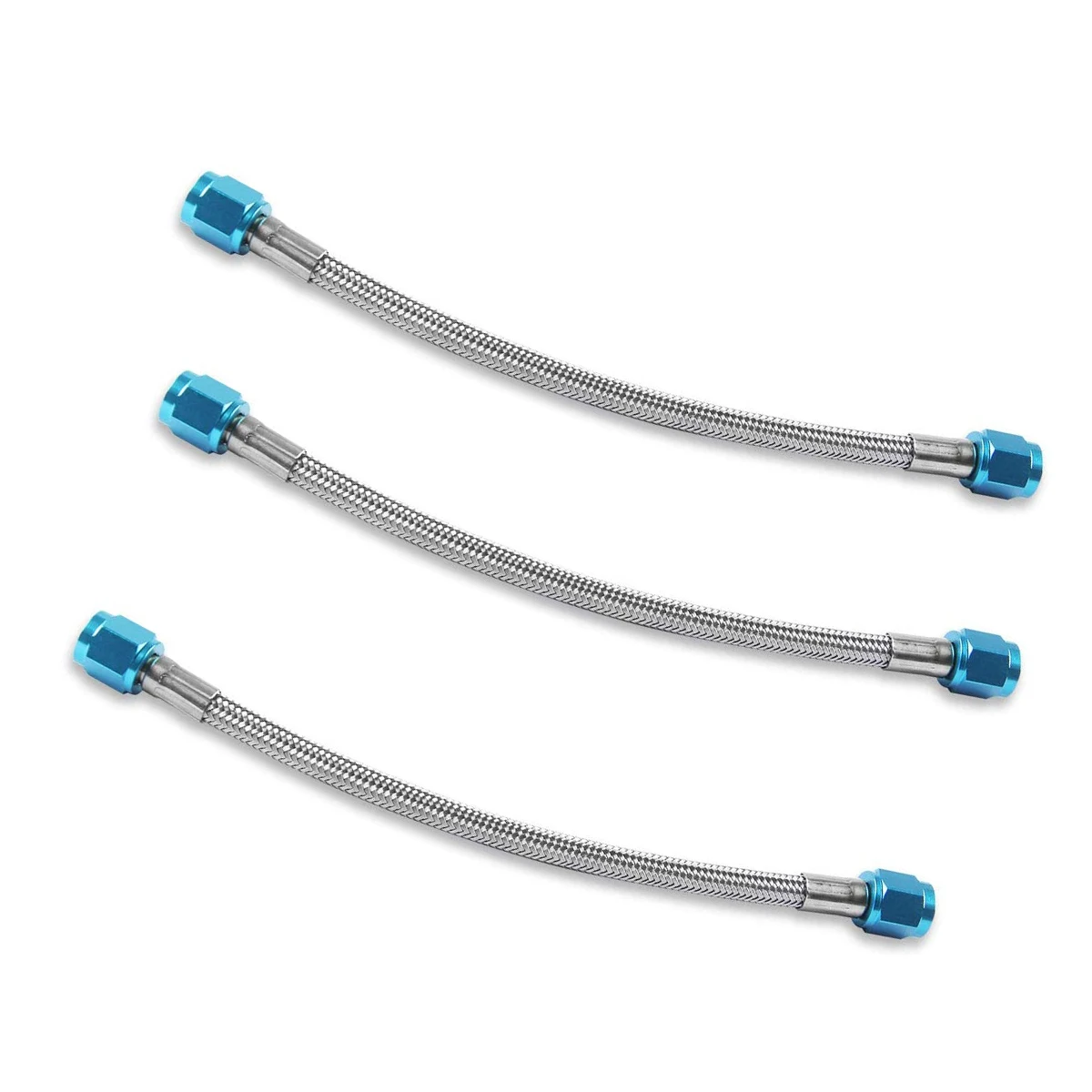 7 Inches Nitrous Stainless Steel Braided Hose with -4AN and -4AN Blue Fittings Teflon Lined Stainless Steel Hose（7”,4an4an,blue）