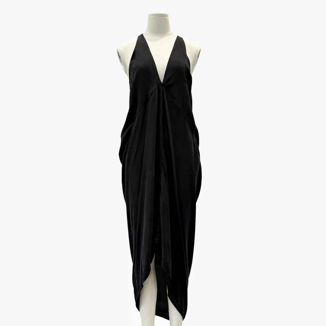 Owen Seak Women Dress Vest Strap Gothic High Street Bottoming Clothing Autumn Black Long Dress