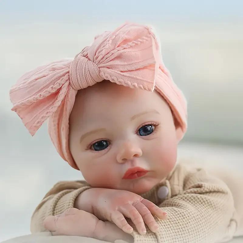 18 인치 부드러운 천 바디 메도우 비비 다시 태어난 소녀 페인트 머리카락 3D 페인트 피부 보이는 정맥 살아있는 신생아 인형